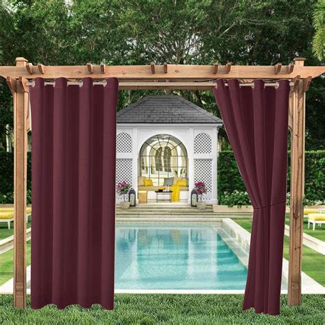 (2 Panel) Upgraded Outdoor Curtain Garden Patio Gazebo Sunscreen Blackout Curtains, Thermal ...