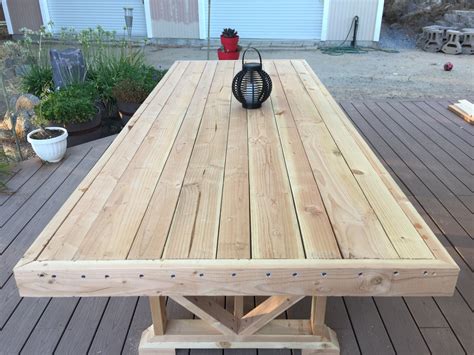 Table prior to finish work | Outdoor dining table diy, Outdoor dining table, Wooden outdoor table