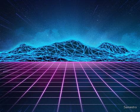 "Retrowave mountain range" by Samestro | Redbubble