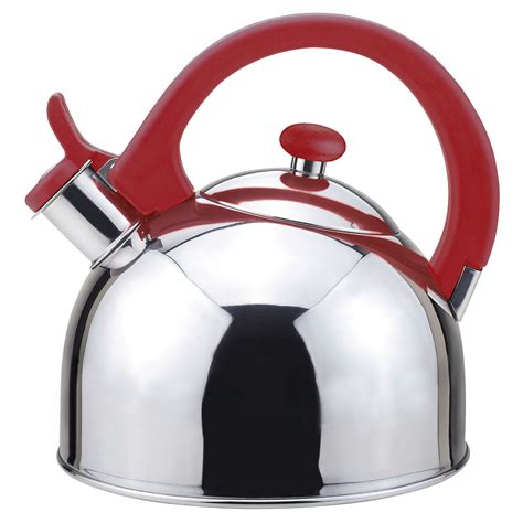 Acacia 2 Qts. Stainless Steel Stovetop Tea Kettle with Whistle in Red - Walmart.com