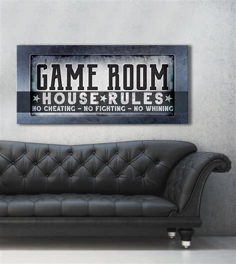 Game Room Wall Art: House Rules (Wood Frame Ready To Hang) - Sense Of Art