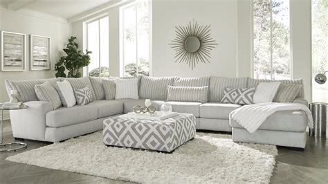 Tweed Large Sectional Sofa with Chaise - Light Gray | Home Furniture