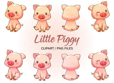 Cute Pig Clipart piggy clipart pig clipart piggy png pig | Etsy