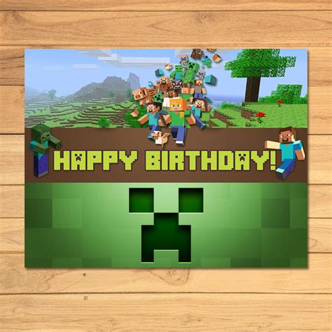 Minecraft Birthday Sign Green Blocks * by MonksTavern on Zibbet