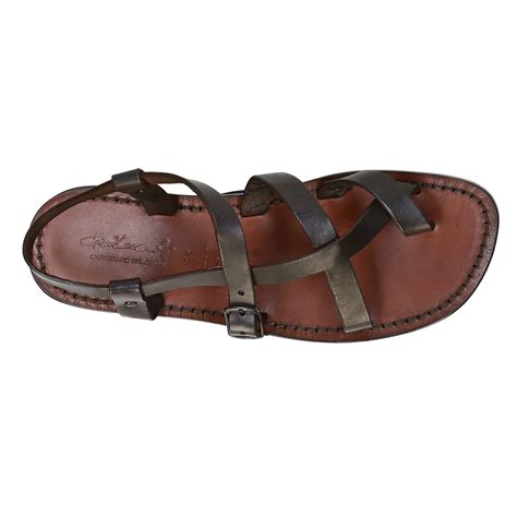 Handmade men's sandals in dark brown leather | Gianluca - The leather craftsman