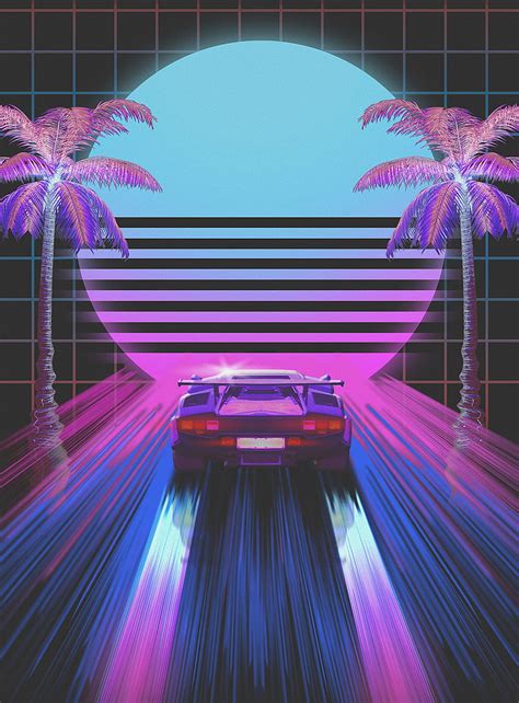 Car, retro, art, 80s, neon, HD phone wallpaper | Peakpx