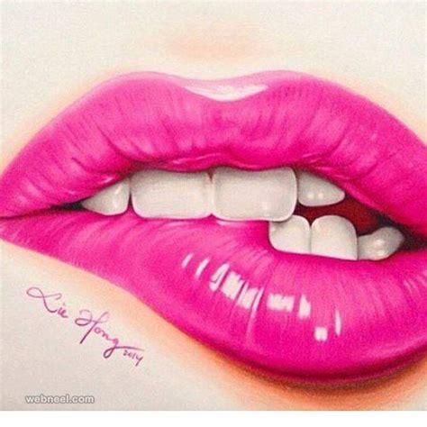 Lips Color Pencil Drawing By Liehong