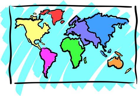 Fresh World Map Cartoon 1 | World map outline, World map, World map with countries