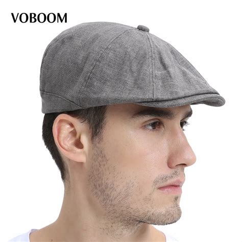 VOBOOM Summer Linen Newsboy Ivy Flat Cap Men Women Breathable Style 8 Panel Design Cabbie Boina ...