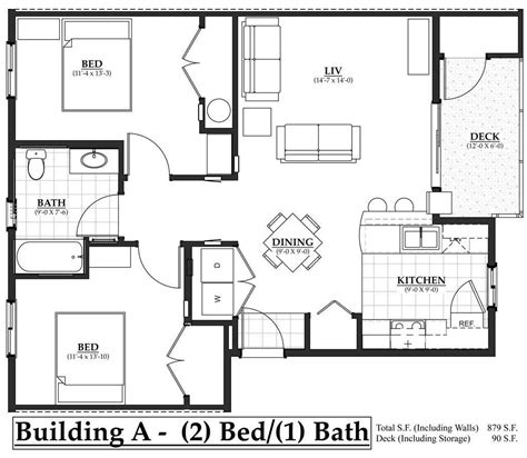 2 Bedroom 2 Bath Apartment Floor Plans - floorplans.click