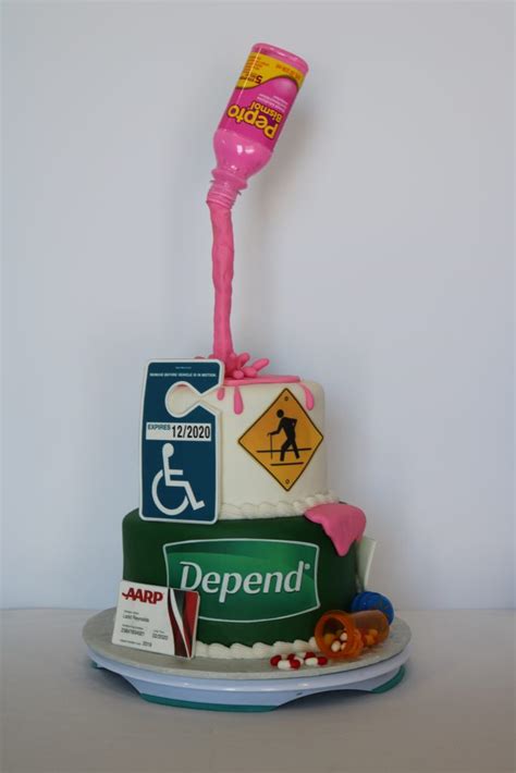 Humorous Anti-gravity “Over The Hill” Birthday Cake – Rexburg Cakes