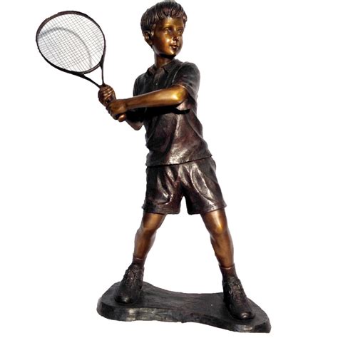 Bronze Boy Tennis Player Sculpture | Metropolitan Galleries Inc.