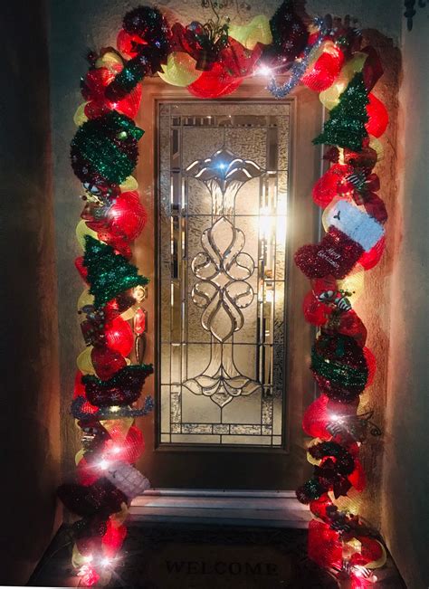 Outdoor Christmas Garland with LIGHTS, Front Door Christmas Garland, Christmas Front Door ...