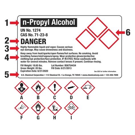 GHS Shipping Label 3 Pictograms - 10x6 Three Pictograms 10 inches x 6 inches