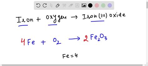 SOLVED: Write a balanced equation for the reaction of iron with oxygen to produce iron (III) oxide.