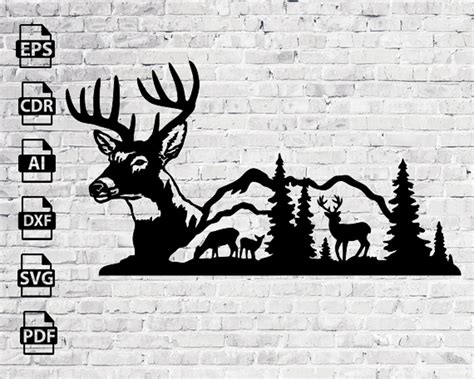 Deer Design laser cut svg dxf files wall sticker engraving | Etsy