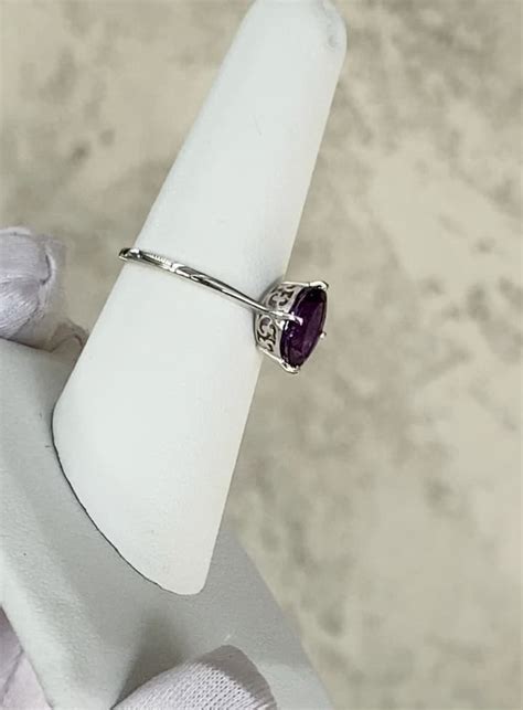 Amethyst Solitaire Ring Sterling Silver Classic Style Design