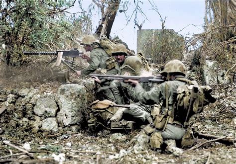 Horrors of Pacific War brought to life in colour photos: US troops battle Japanese soldiers ...