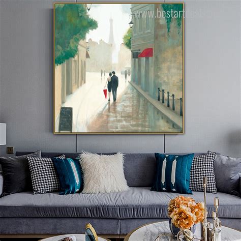 Buy Town Street Canvas Print Wall Art Decor.