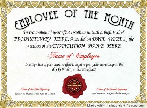 Free Employee Of The Month Certificate Template At regarding Employee Of The Month Certificate ...