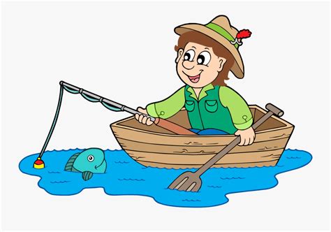 Fishing Clip Fisherman - Cartoon Fisherman In Boat , Free Transparent Clipart - ClipartKey