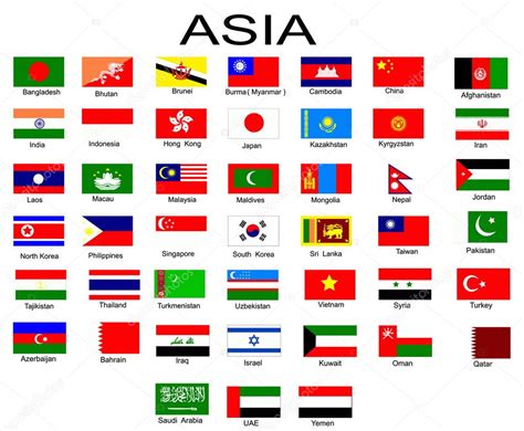 List of all flags of Asian countries — Stock Vector © jelen80 #1930689