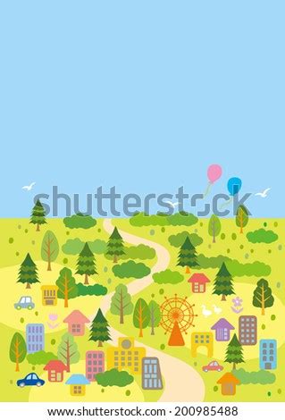 Set Cartoon Cityscapes On Sunny Day Stock Illustration 69946300 - Shutterstock