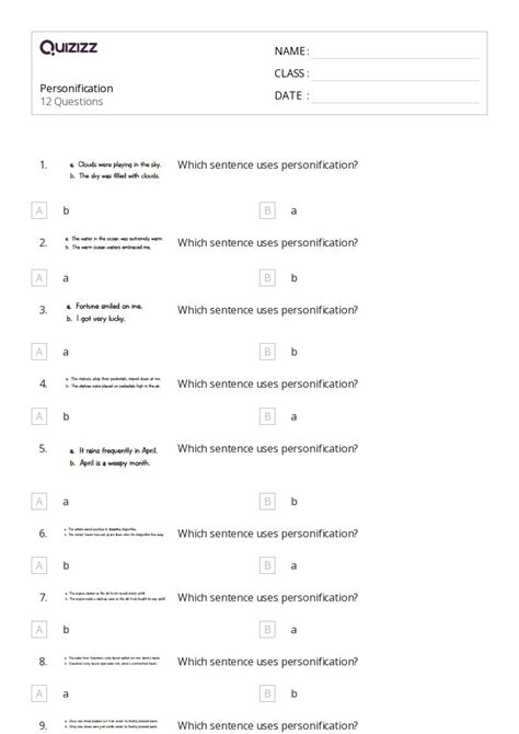 50+ Personification worksheets on Quizizz | Free & Printable