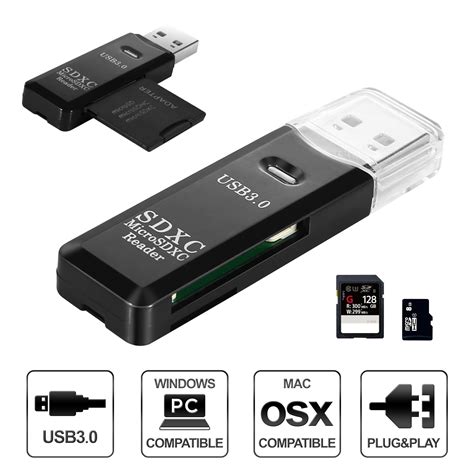 SD/Micro SD Card Reader Portable USB 3.0 Memory Card Reader Adapter for Mac, Windows, Linux ...