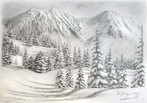 Easy How To Draw Snowy Mountains