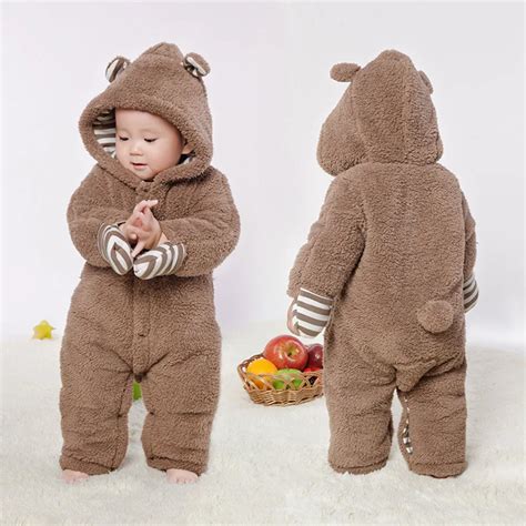 Aliexpress.com : Buy Winter Newborn Baby Romper Cartoon Hooded Baby Clothes Fleece Warm Infant ...