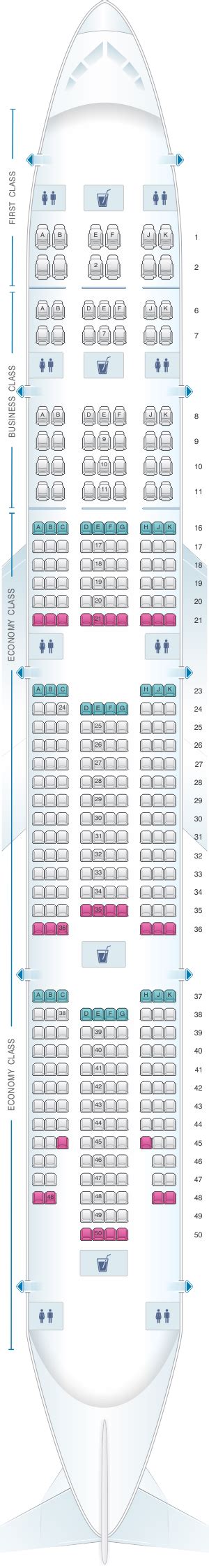 Detailed seat map Emirates Boeing B777 300ER three class. Find the best airplanes seats ...