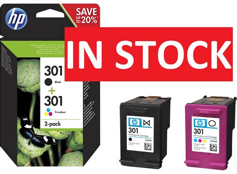 HP 301 2-pack Black/Tri-colour Original Ink Cartridges Combo pack N9J72AE Ink & Laser Printer ...