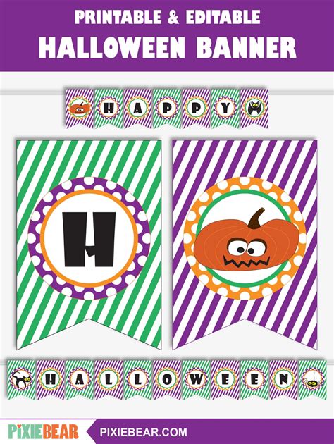 Trunk or Treat Banner Printable Halloween Banner, Halloween Pennant Banner, Cute Happy Halloween ...