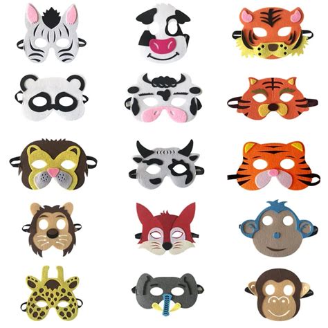 Mask Super Hero Animals Face Giraffe Tiger Lion Zebra Mask Kids Children Birthday Costume DIY ...