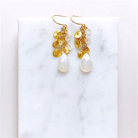 White and Gold Earrings