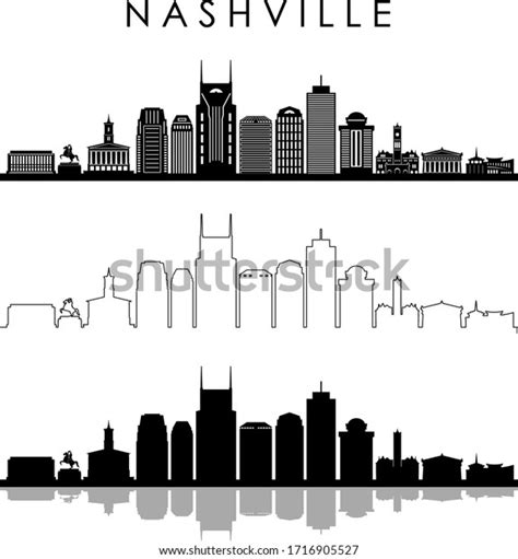 Nashville City Skyline Silhouette Cityscape Vector Stock Vector (Royalty Free) 1716905527