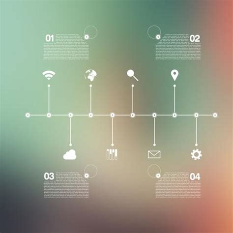 Timeline infographic with unfocused background and icons set for business design, vector 322213 ...