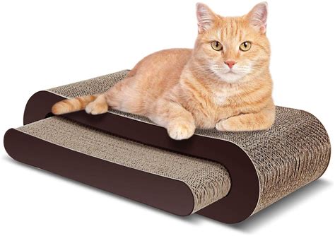 ScratchMe Cat Scratcher Cardboard Lounge Bed, Cat Scratching Post with Catnip, Durable Board ...