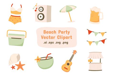 Beach Party Vector Clip Art | Designspace