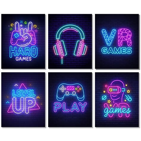 Buy Video Game s Gamer Room Decor Neon Gaming for Boys Room Decor Gaming Room Wall Art Decor ...