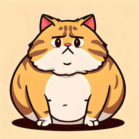 Realistic Kawaii Fat Cat Cartoon Illustration · Creative Fabrica