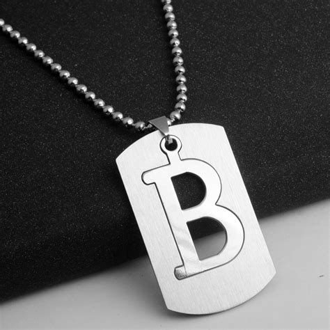 Mens Personalized Stainless Steel Necklace Initial Large 26 A-Z Letters Pendant | eBay