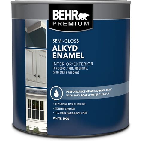 Behr BEHR Interior/Exterior Alkyd Semi-Gloss Enamel Paint - White Base, 946 ml | The Home Depot ...