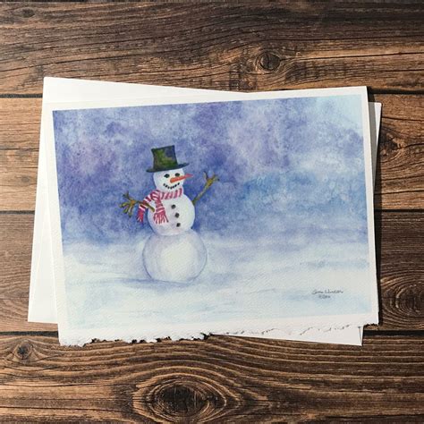 Snowman Watercolor Christmas Cards Set of 10 - Etsy