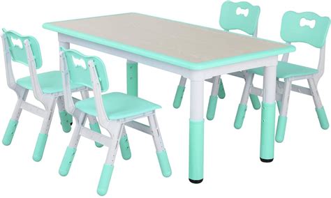 Buy lazyBuddy Kids Study Table and Chairs Set Height Adjustable HDPE Children Art Desk Multi ...