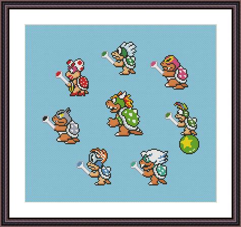 Super Mario Bowser and Koopalings Retro Video Game Cross - Etsy