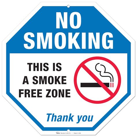 No Smoking Sign, This is A Smoke Free Zone Large Rust Free 12x12" Aluminum, for Indoor or ...