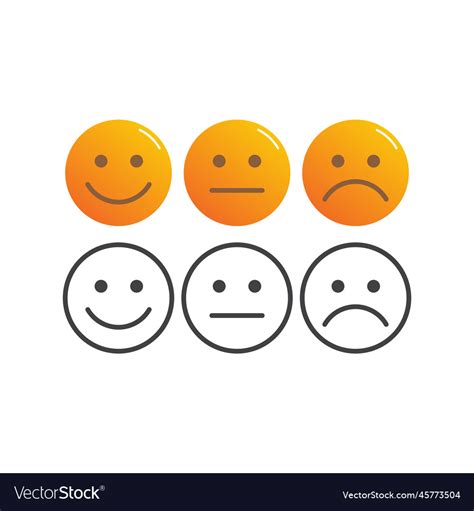 Set 3 basic emotion sad flat smile icon template Vector Image