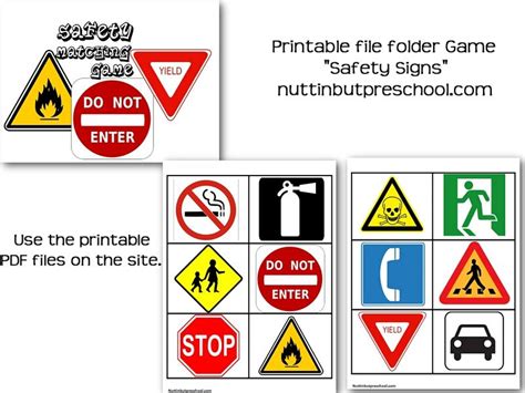 Free Printable Safety Sign Worksheets File Folder Activities, File Folder Games, File Folders ...